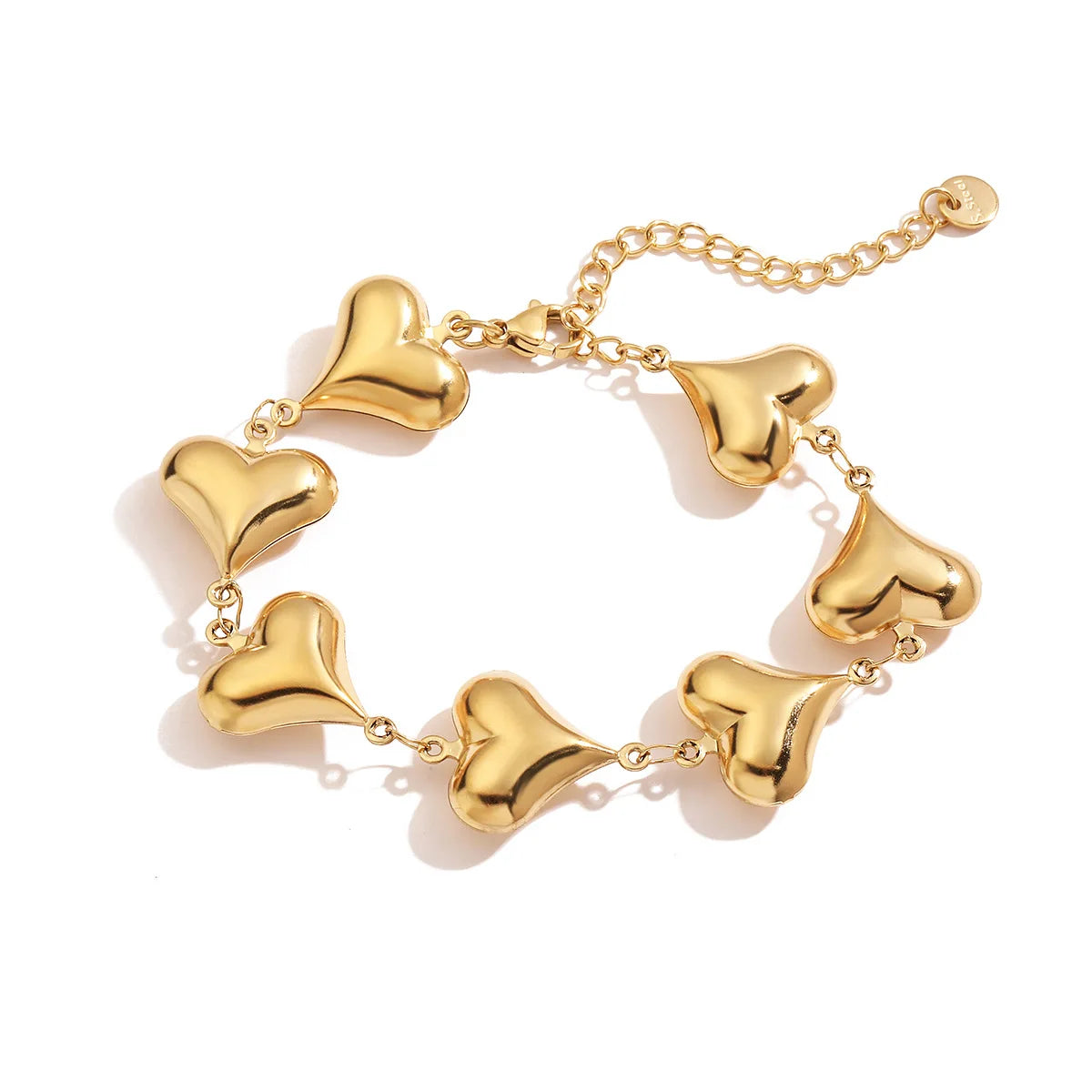 NEWBUY Großhandel, nicht verblassende, goldfarbene 316L Edelstahl Herz Charm Armband für Frauen, lässiger täglicher Schmuck
