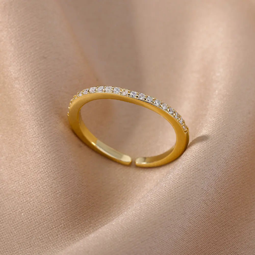 Bunte Zirkonringe für Damen Goldfarbe Edelstahl Mode Cubic Zirkonia Ring 2023 Trend Ästhetischer Hochzeitsschmuck Geschenk