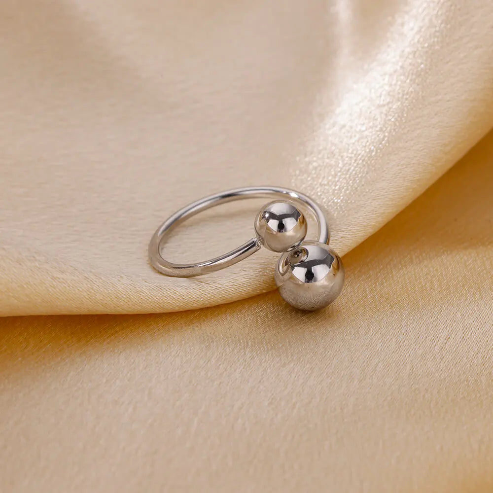 Punk Chunky Ball Ringe für Frauen Männer Gold Farbe Edelstahl Angstperlen Ring Trendy Schmuck Finger Accessoires Geschenk BFF