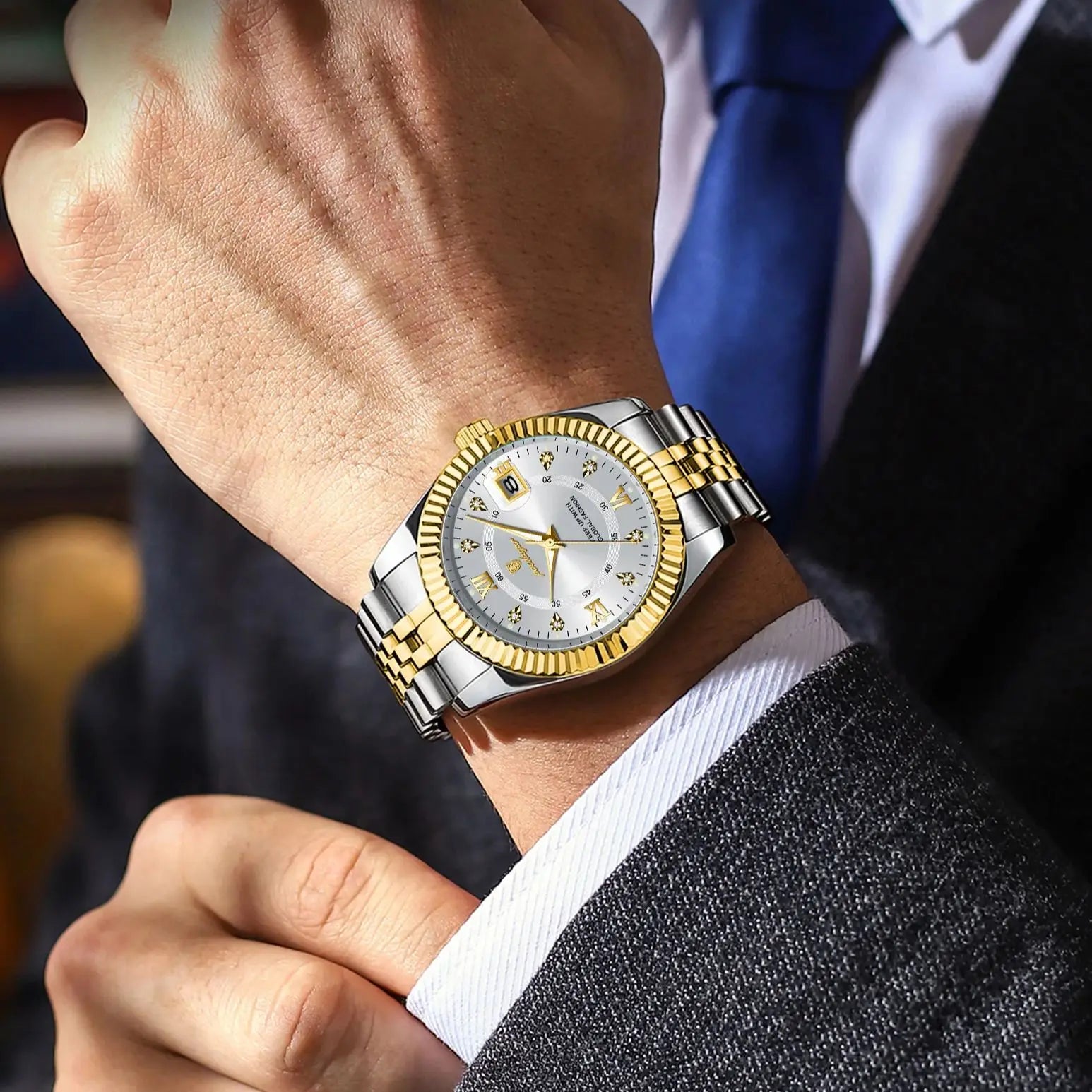 Relojes de cuarzo clásicos de lujo POEDAGAR para hombre, de acero inoxidable, con fecha, resistentes al agua, luminosos, a la moda, de negocios, para hombre