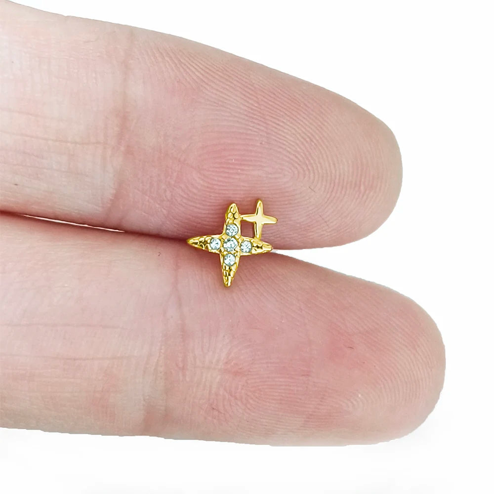 ASTM F136 G23 Titan Blattzweig Push-In Threadless Labret Piercing 16/18/20G Ohrstecker Knorpel Großhandel Körperschmuck
