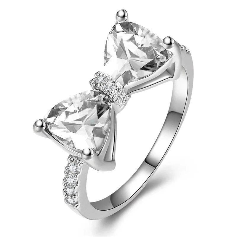 Anillos de plata de ley 925 con lazo de circonita cúbica multicolor para mujer, para boda, fiesta, dedo, bonito regalo, joyería de moda