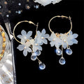 Neue koreanische süße transparente Kristallblumen-Tropfenohrringe für Frauen, Temperament, lange Quastenohrringe, weiblicher eleganter Schmuck, Geschenk