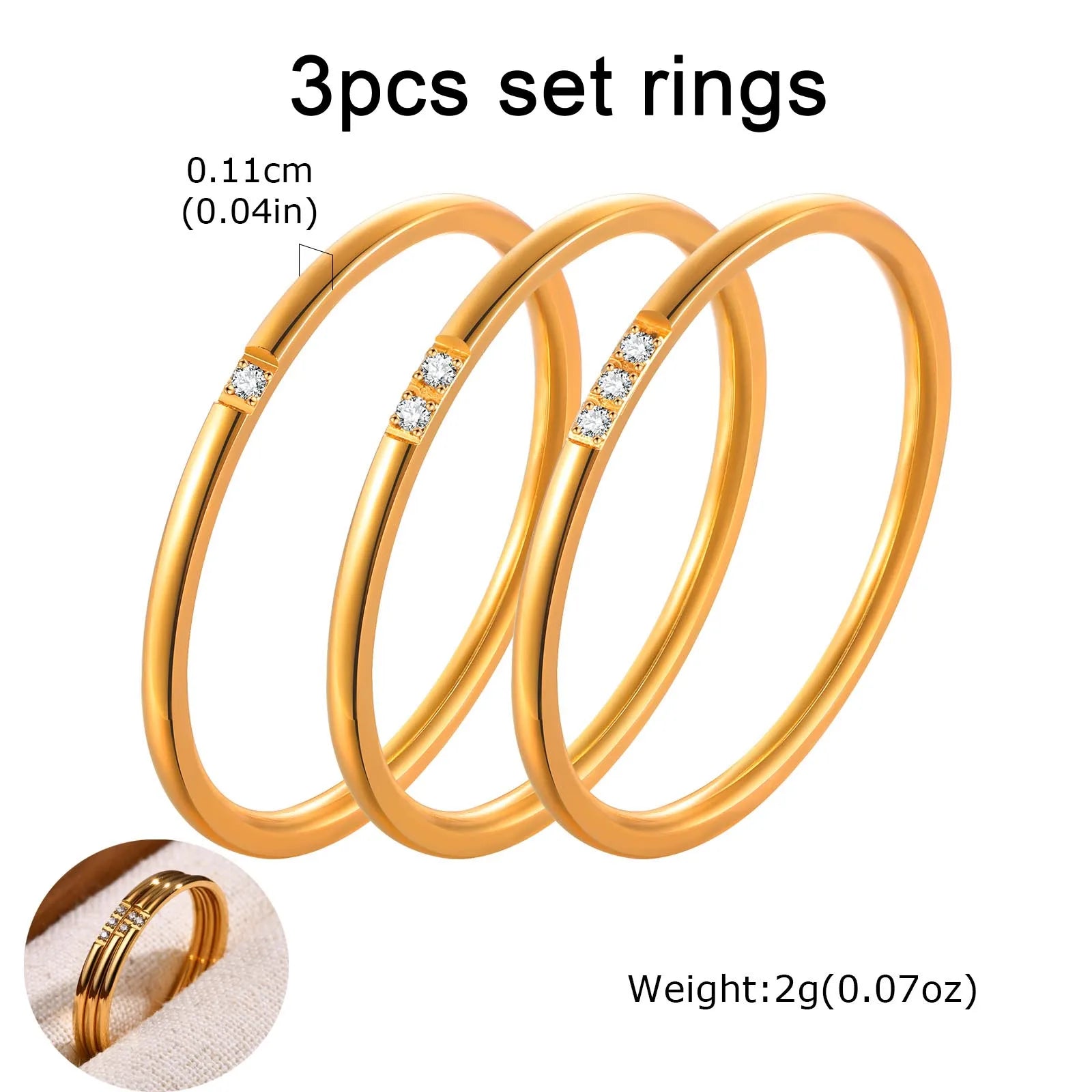 2er-Set Stapelringe für DamenEdelstahl 2mm dünn Goldfarben Kuppelform Minimalistischer Schmuck