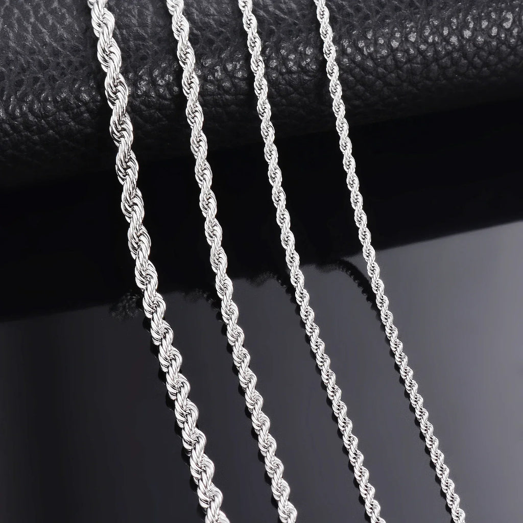 1 Stück 925 Sterling Silber Breite 2/3/4mm Seilkette Halskette/Armband Für Männer Frauen Herren Mode Kette Halskette