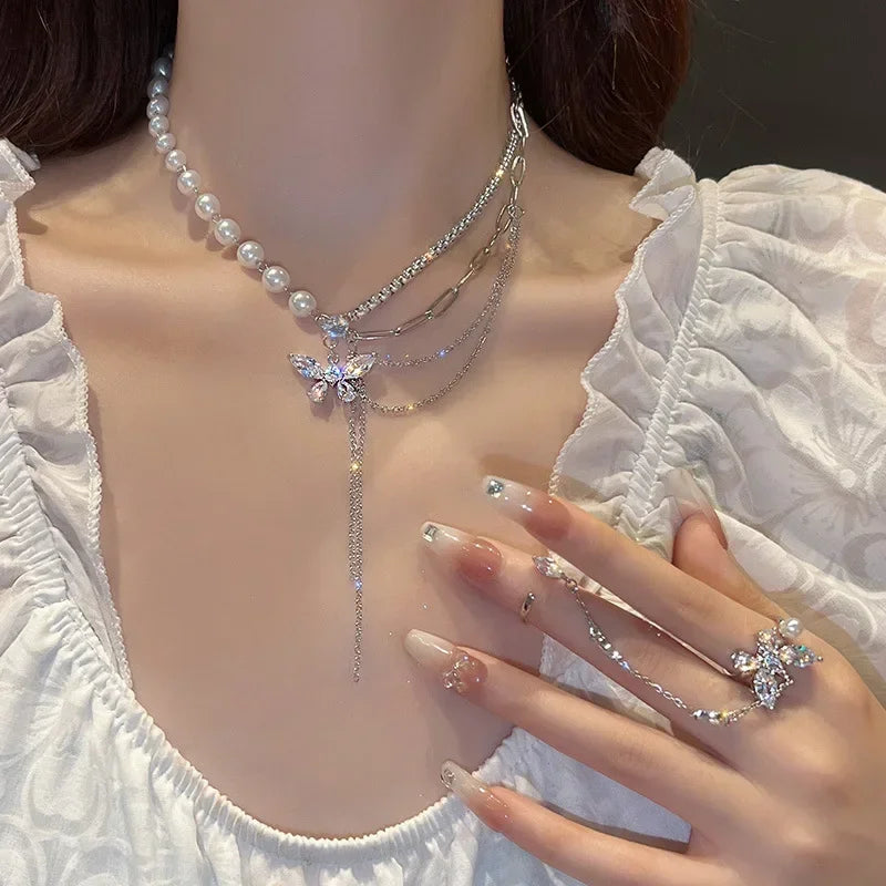 Vintage Golden Silver Color Heart Pendant Necklace for Women New Trend Girls Clavicle Chain Jewelry Birthday Gifts Wholesale