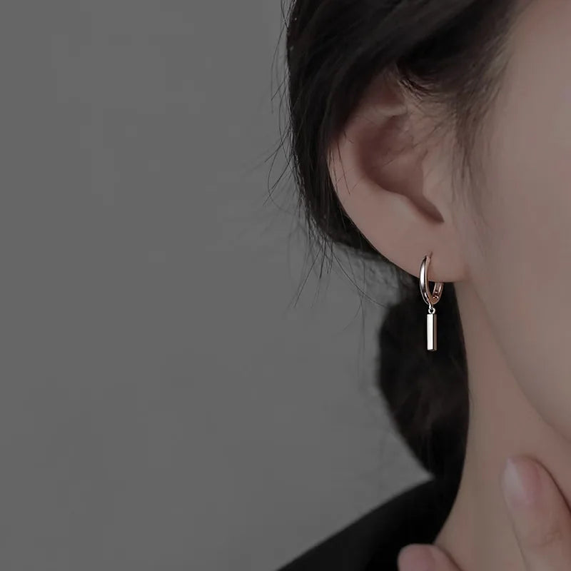 NBSAMENG Pendientes asimétricos de geometría de plata esterlina 925 para mujer, niña, oficina, simple, versátil, regalo de joyería, Dropshipping