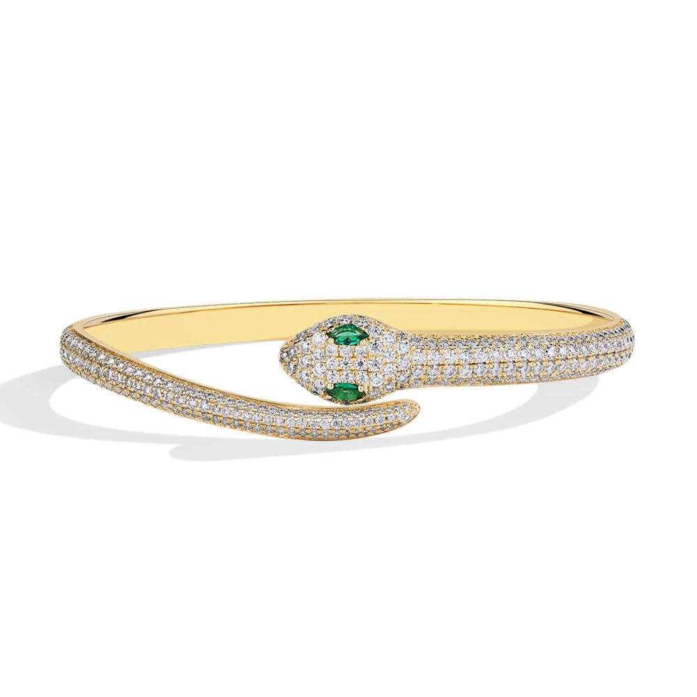 MINTYBOX Schlange S925 Silber Moissanit Armbänder für Damen Labor-Diamant 16-19cm 18k Vergoldet Hochzeit Luxus Edel Schmuck Geschenk