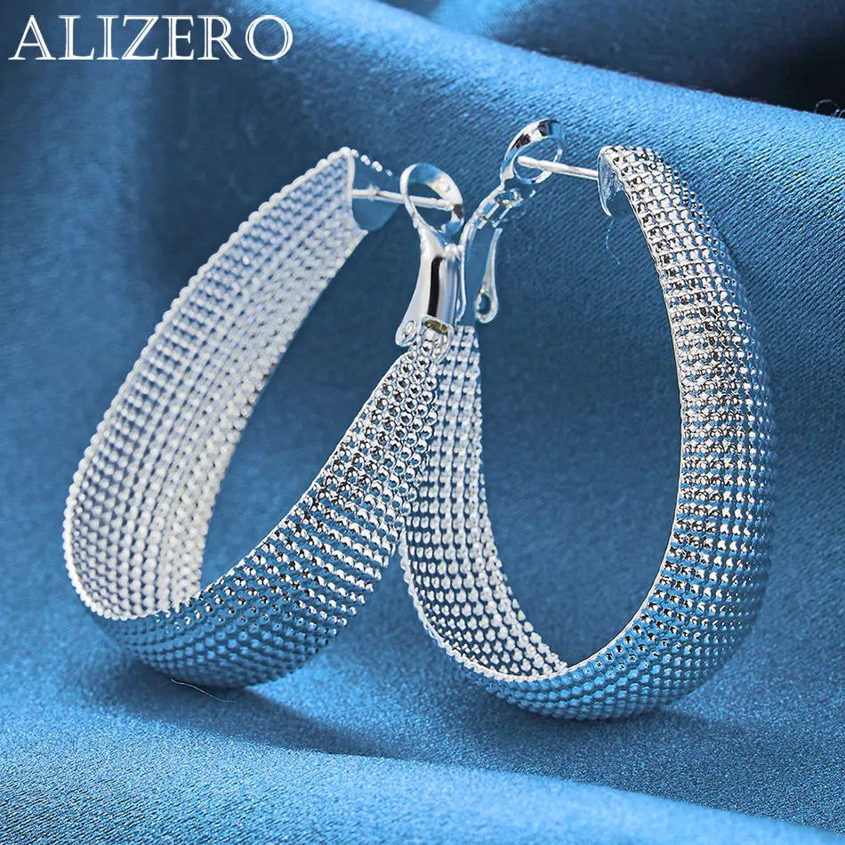 ALIZERO 925 Sterling Silber Ohrringe Einfache runde Kreolen Ohrringe für Frauen Mode Hochzeit Verlobung Charm Schmuck Geschenke