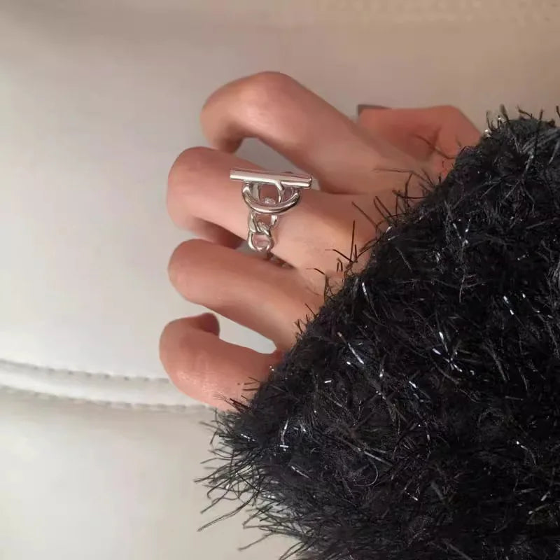 925er Sterling Silber Kette Einfache Geometrie Verstellbarer Ring Für Frauen Mode Hochzeit Feiner Schmuck Großhandel Schmuck