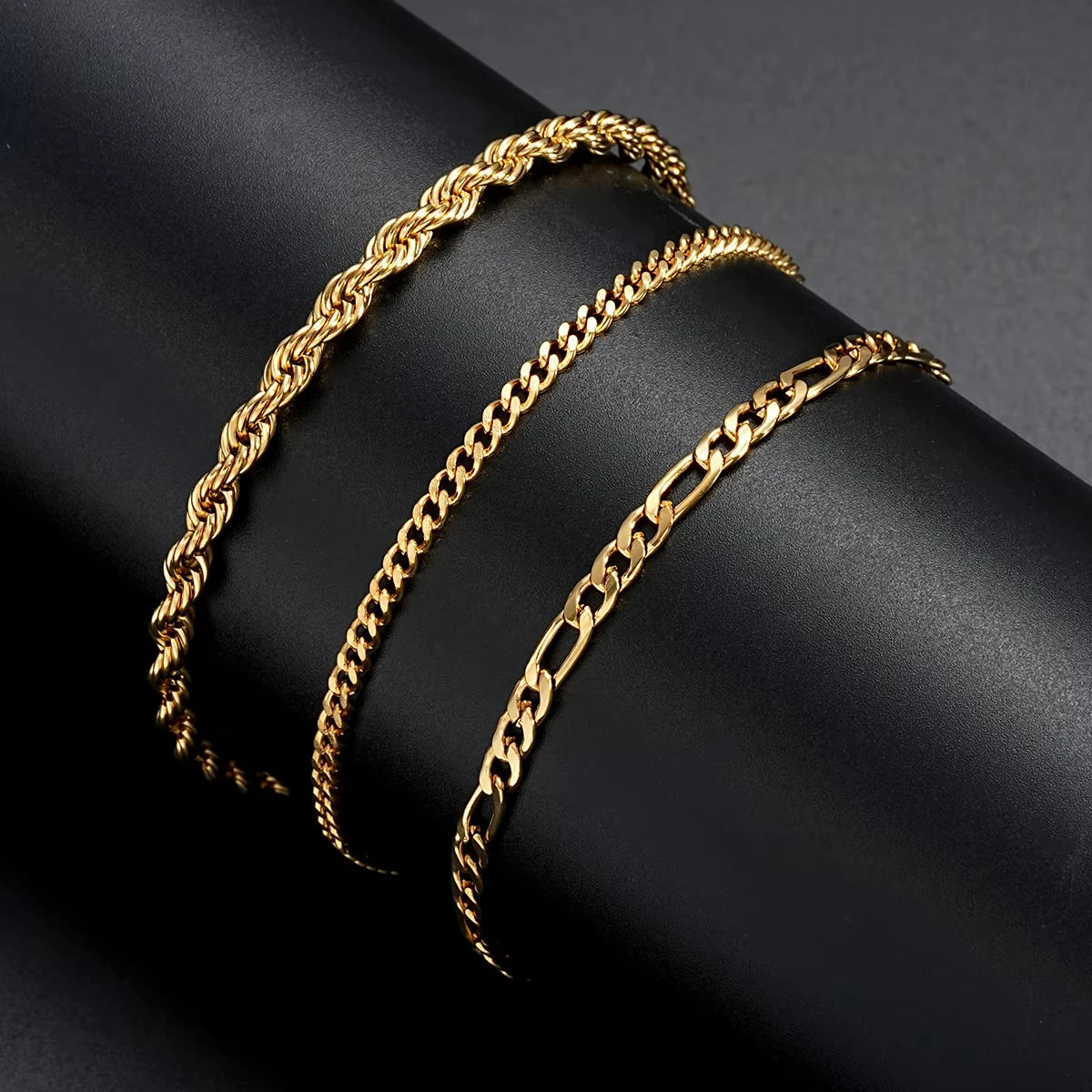 3tlg/Set Edelstahl Punk Cuban Chain Armband für Herren Minimalistisches Silberfarbenes Hip Hop Armband Party Mode Schmuck Geschenke