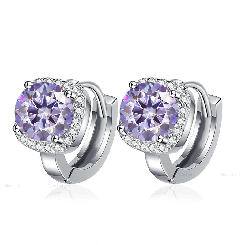 NeeTim 0,5 ct 1 ct Regenbogenfarbene Moissanit-Ohrstecker für Damen, S925 Silber, Schwarz, Blau, Rosa, Labor-Diamant-Ohrstecker für die Hochzeit