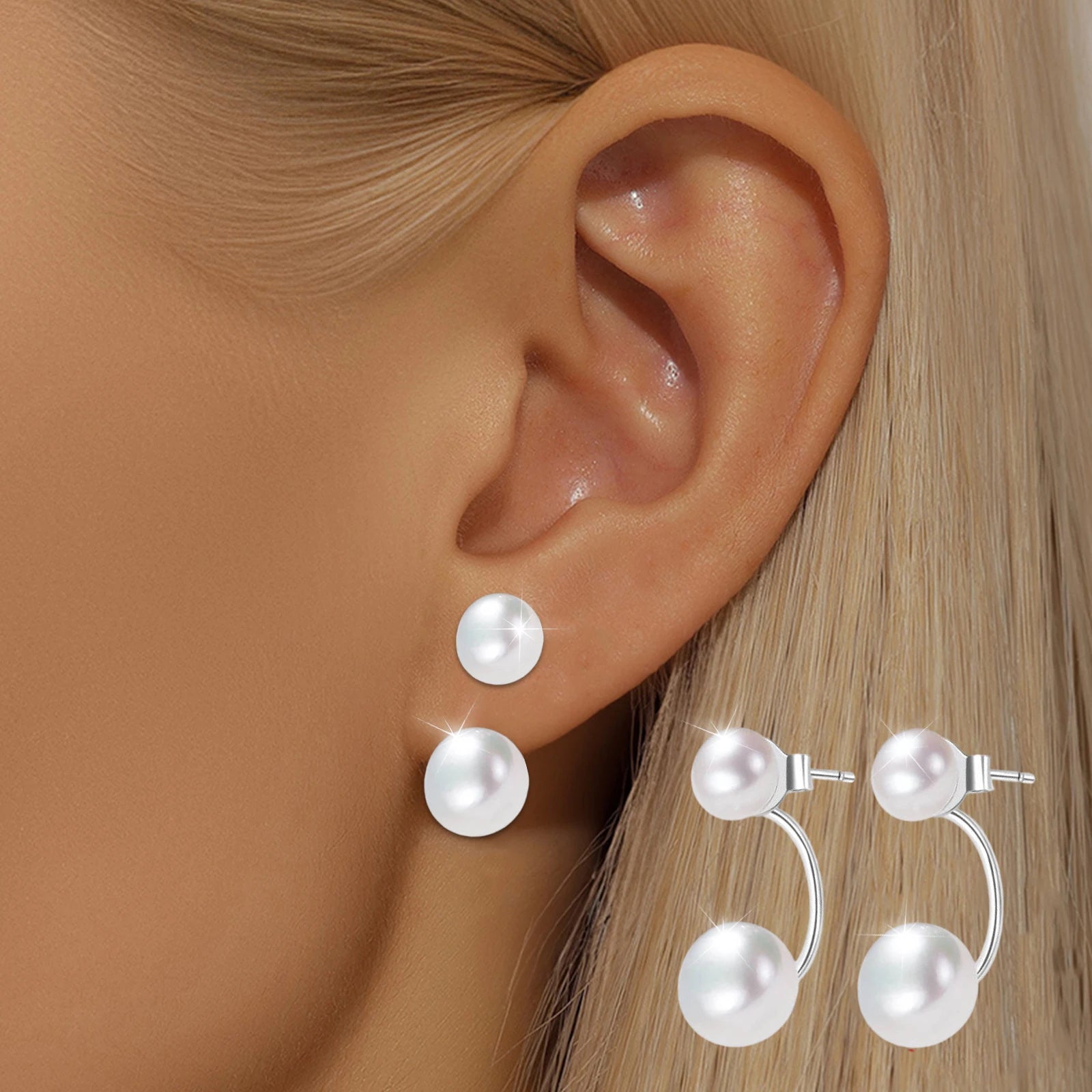 S925 Silber Kleine Perlenohrstecker Nahezu Rund, Dezente Eleganz, Vielseitiger Ohrschmuck