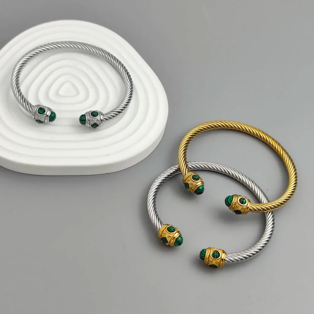 Originales Armband aus Stahldraht, gedreht, mit Saphir, aus Edelstahl, für Damen, wasserdicht und rostfrei, Partnerarmband