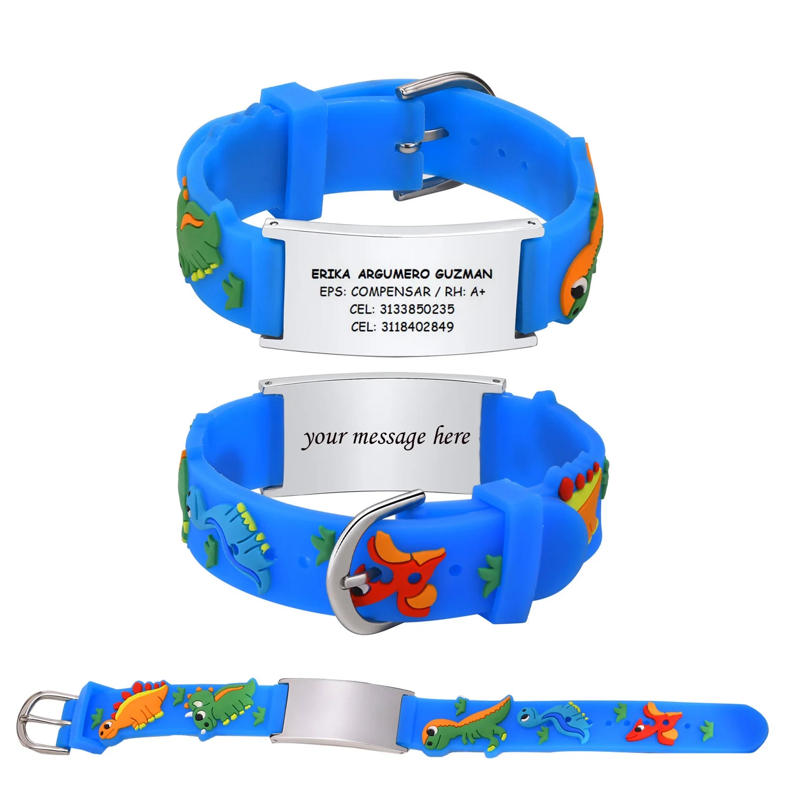 Personalisiertes Ausweiskettchen für kleine Mädchen und Jungen, Silikonarmband verstellbar, Gravierte Zitate Inspirierendes Geschenk