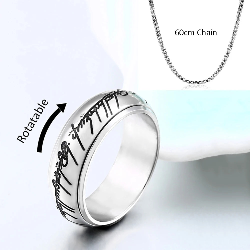 2024 Neuer Trendiger Einfacher 3D Geschnitzter Glaubensring Edelstahl Paar Farbig Plattierte Kettenringe Retro Herrenschmuck Geschenke Custom