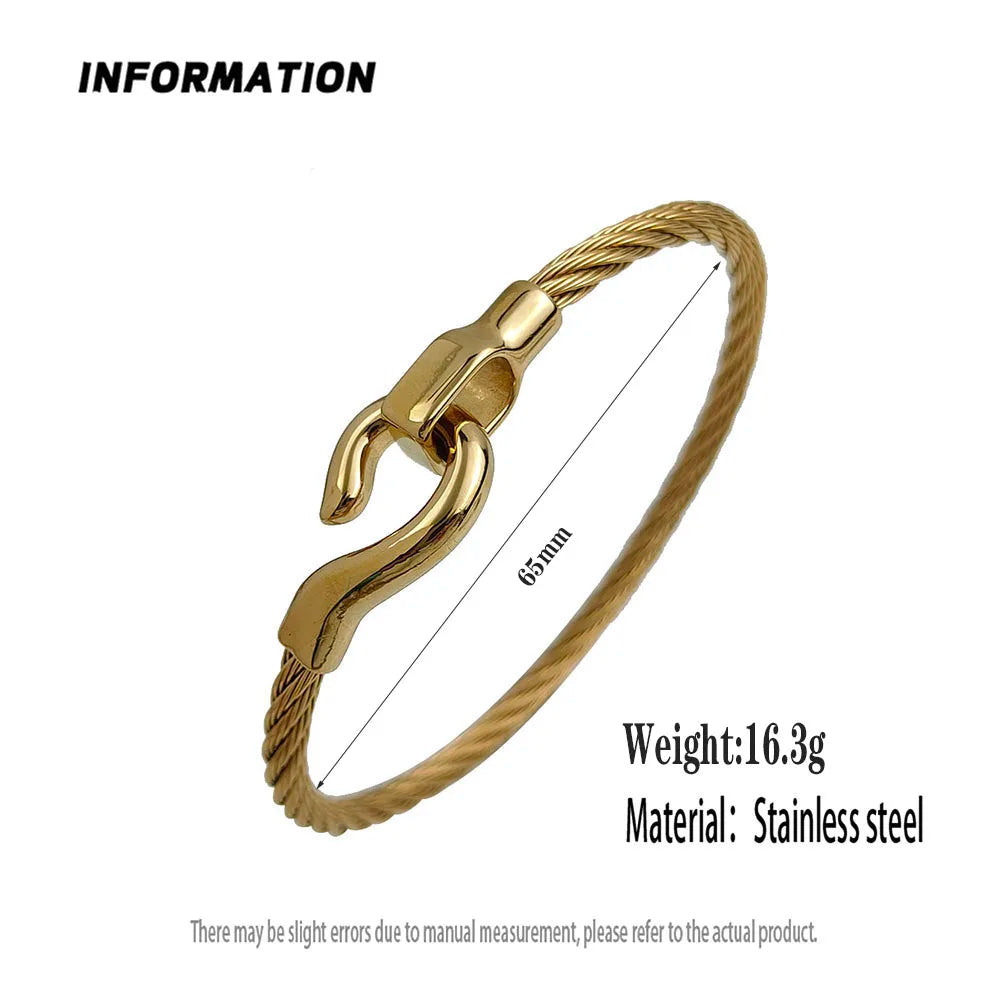 Neuer Drahtseil-Knopfhaken, vergoldetes Edelstahlarmband 18K, hochwertiges wasserdichtes Paararmband, Ehefraugeschenk