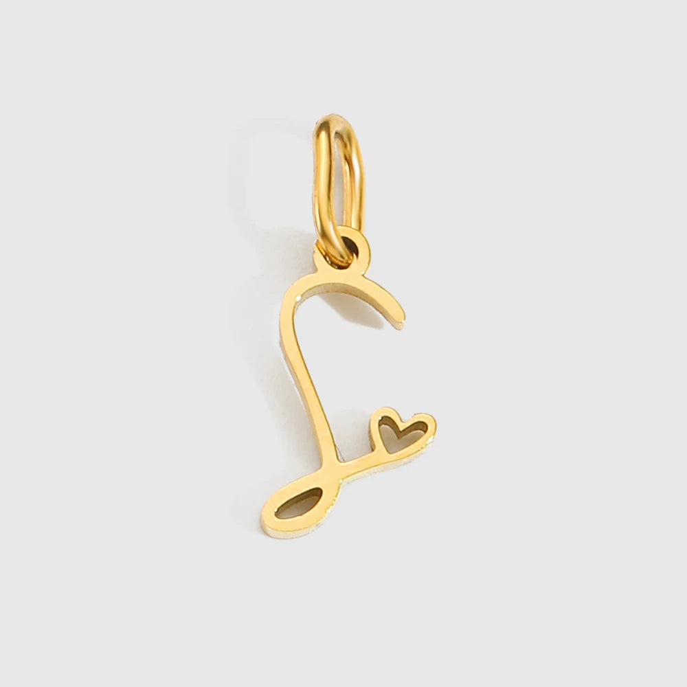 Personalized Stainless Steel Heart Alphabet Pendant DIY Accessories for Necklace Woman Men Jewelry Initials Birthday Gift A-Z