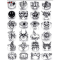 24-teiliges Ring-Set Legierung Persönlichkeit Poker Karte Smiley Ring Gothic Punk Hip Hop Trend Style Wear Passende Accessoires