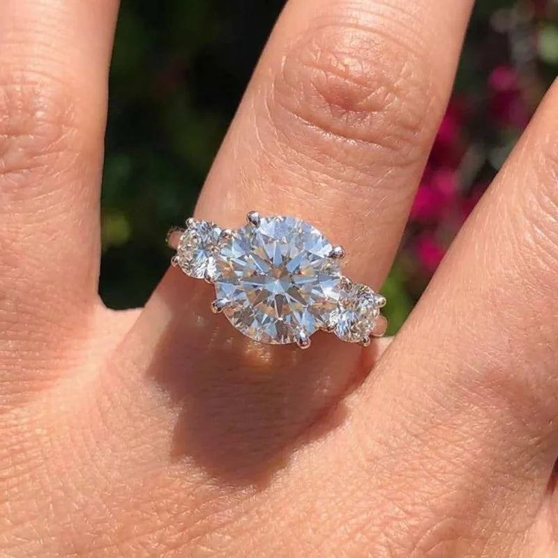 Anillos de boda elegantes y sencillos de plata de ley 925 para mujer con circonita cúbica brillante Anillos de compromiso Joyería de eternidad