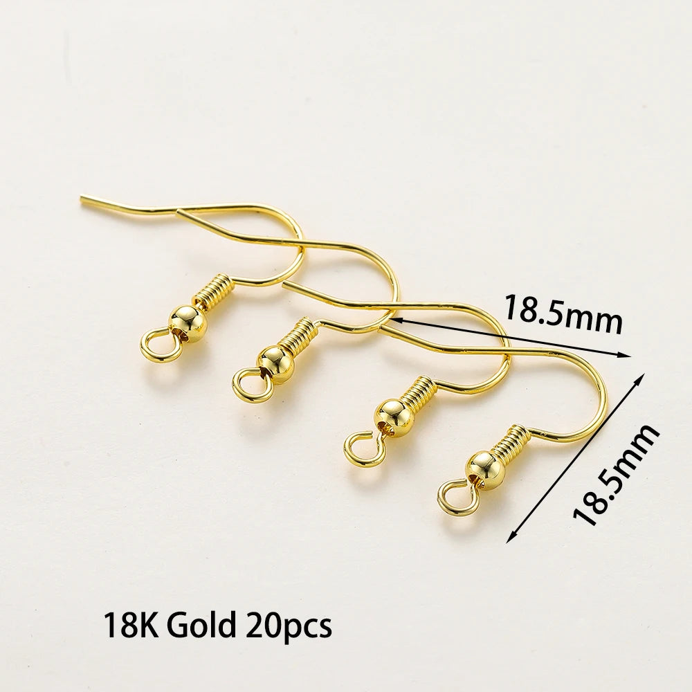 20 unidades/lote 6 estilos 14K 18K Alambres chapados en oro para pendientes con gancho para la oreja Suministros de cierres para pendientes para la fabricación de joyas DIY