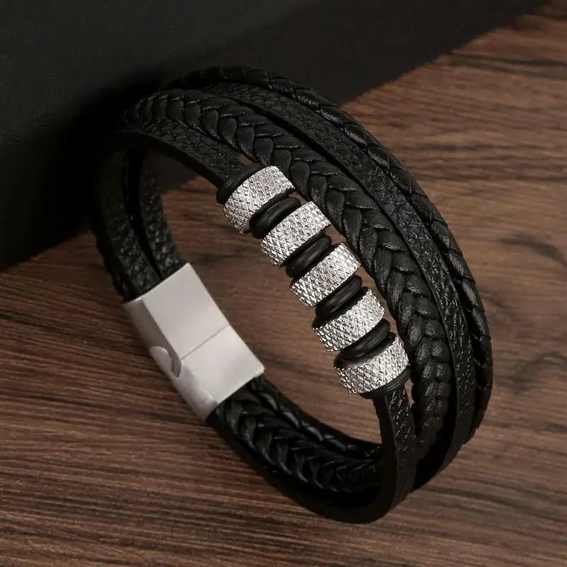 Klassisches Herren Lederarmband Neuer Stil Handgewebt Mehrschichtige Kombination Accessoire Mode Herrenschmuck Großhandel Dropshipping