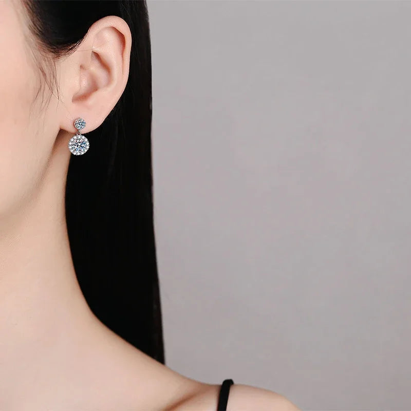 NeeTim 1ct Moissanit-Ohrringe für Damen, S925 Sterlingsilber, 18k Weißgold plattiert, Diamant-Hängeohrringe, Geschenke mit Zertifikat