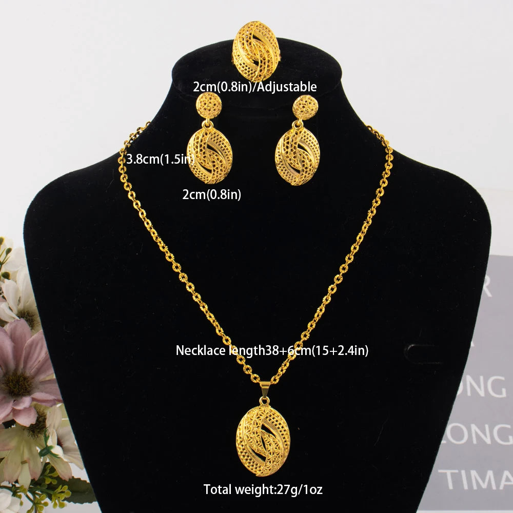 Modeschmuck-Set aus Gold, Edelstahl-Ohrringe und Halsketten für Damen, einfaches Persönlichkeitsgeschenk, Hochzeitsfeier-Accessoires