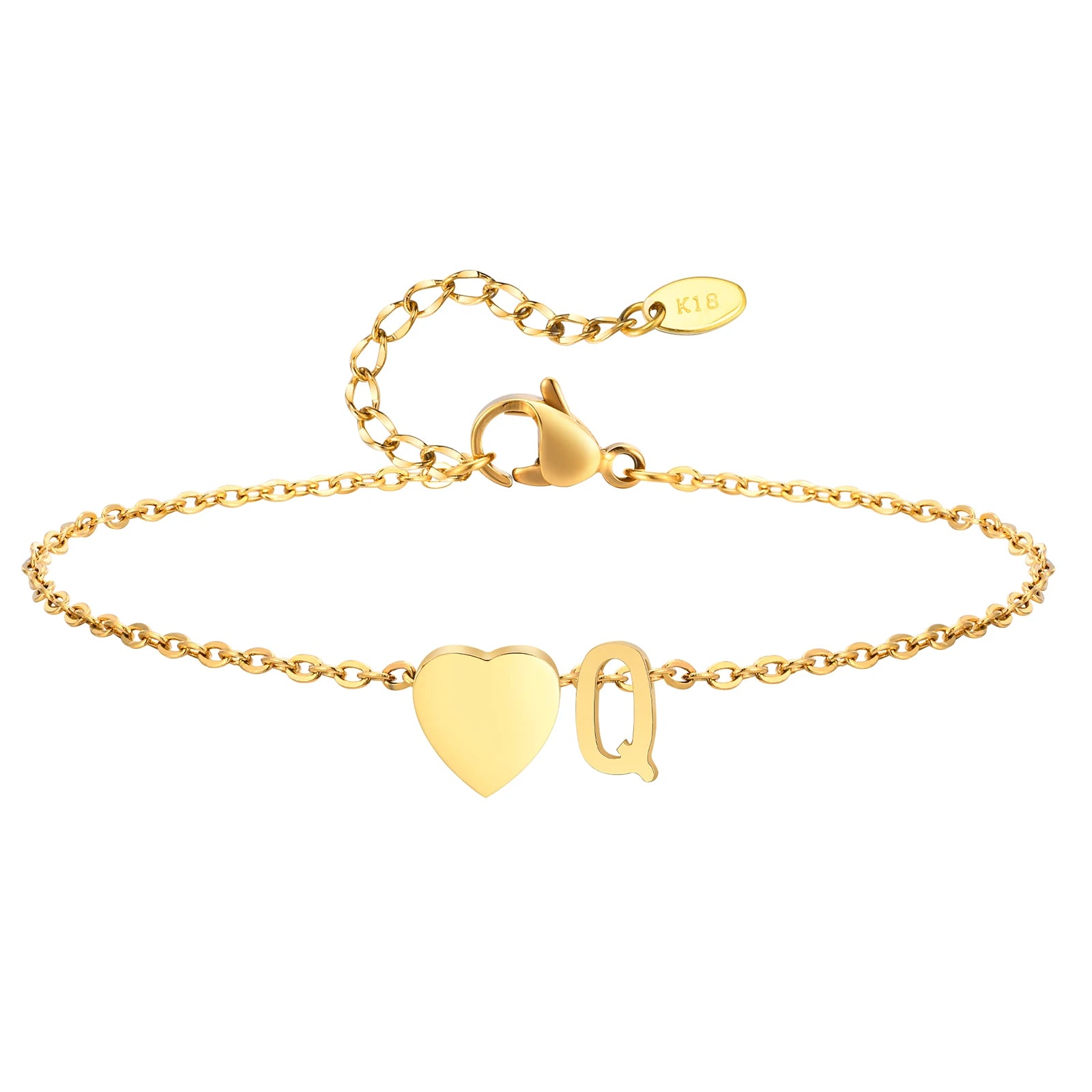 Damen Herz Anfangs-Fußkettchen Armbänder Verstellbarer Strand Schmuck Hypoallergener Edelstahl Personalisierte Namens Fußkette Fußkettchen