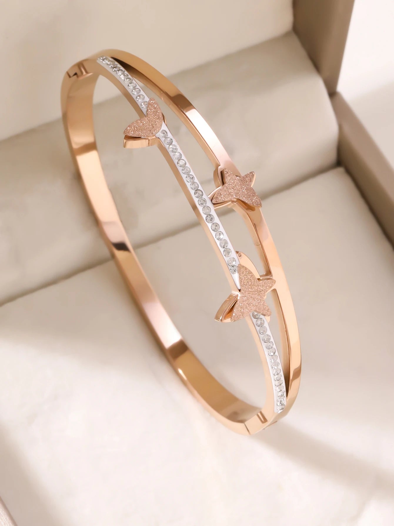 1 Stück/Set Damen Hochzeitsschmuck Party Feiertag Valentinstag Geschenk Edelstahl Armband 18K vergoldet Armband