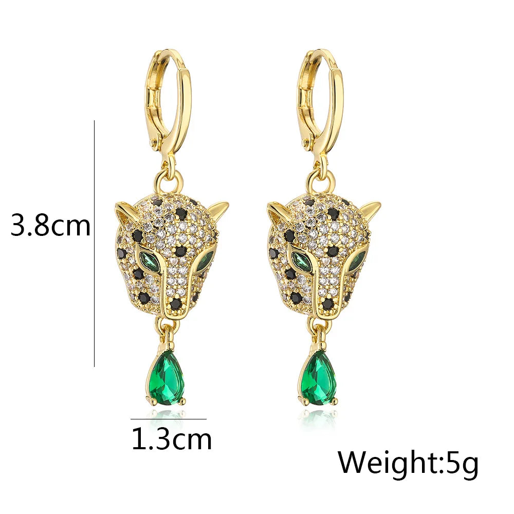 NEWBUY Mode Goldfarbe Tier Ohrhänger für Frauen Einzigartiges Design Leopard Ohrring Statement Damen Party Schmuck