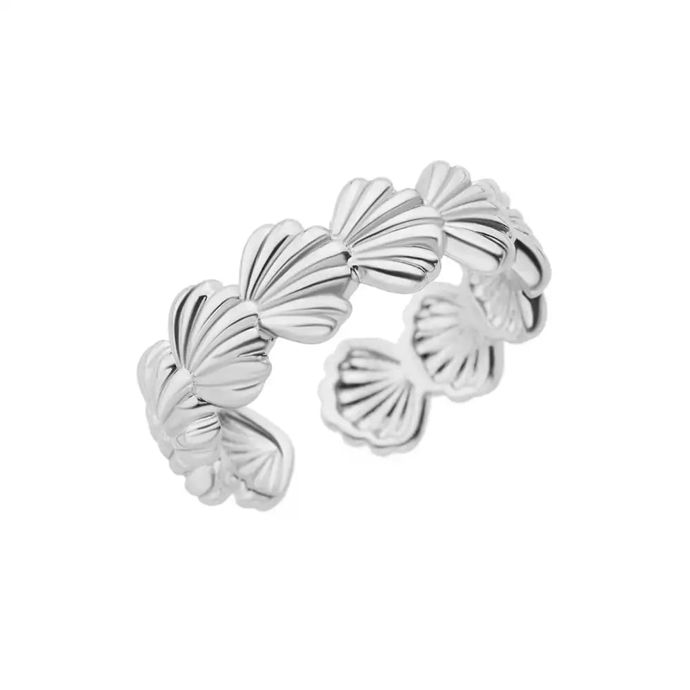 Muschelringe für Frauen, vergoldete Edelstahlringe, klobige Hochzeits-Statement-Schmuck-Muschelringe, Trendgeschenk Anillos