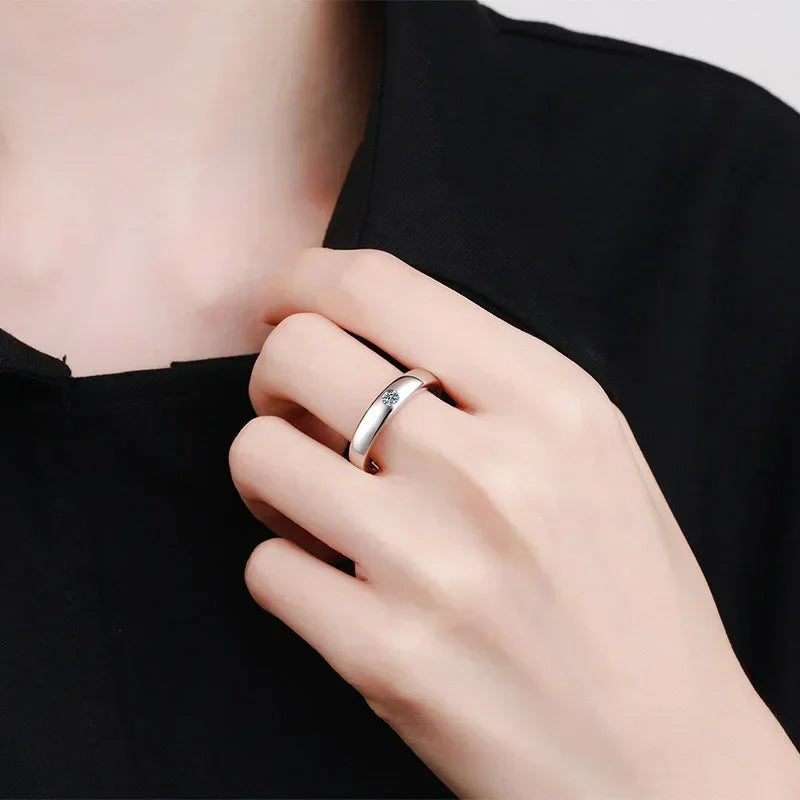 Anillo de moissanita de 4 mm NeeTim para hombre, plata de ley 925, gema, diamante de laboratorio, chapado en oro, anillos de boda, compromiso, banda de joyería