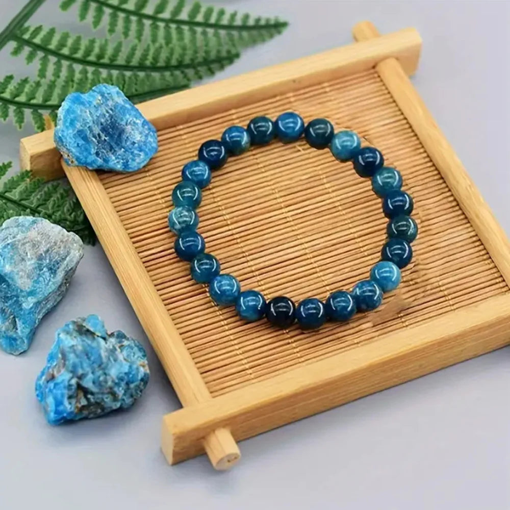 1 Stück Apatit-Armband, blauer Farbton, Herren- und Damenarmband, kreativer Trend, minimalistischer Stil, Armband, tägliches Accessoire