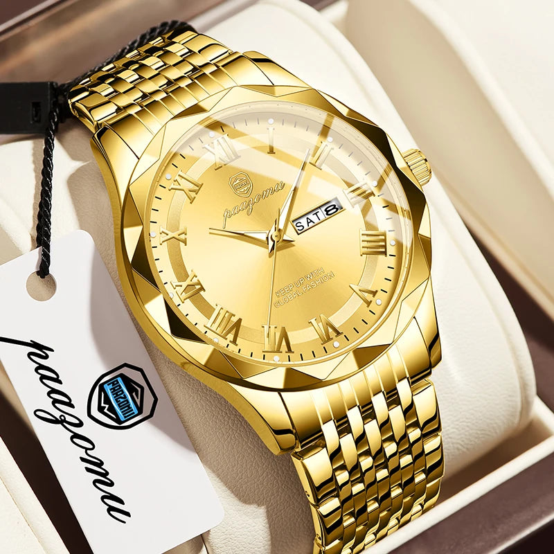 PAAZOMU Top Original Reloj de Hombre Impermeable Luminoso con Fecha Rectangular Reloj de Pulsera para Hombre Malla de Acero Inoxidable Relojes de Cuarzo para Hombre