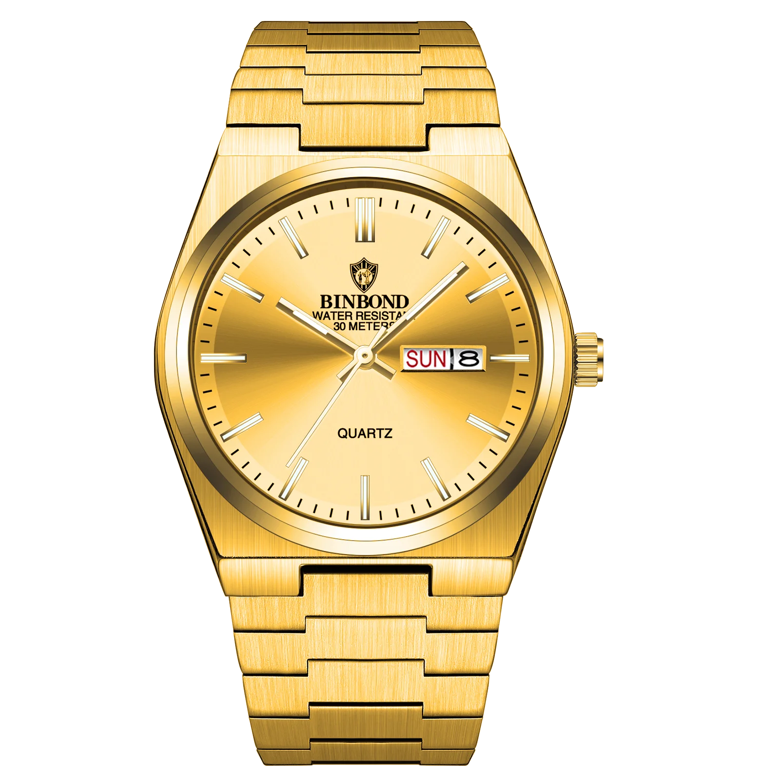 BINBOND Lujoso Reloj de Moda para Hombre, Reloj de Negocios de Alta Gama, Impermeable, Luminoso, con Fecha y Semana, Reloj de Cuarzo de Acero Inoxidable para Hombre