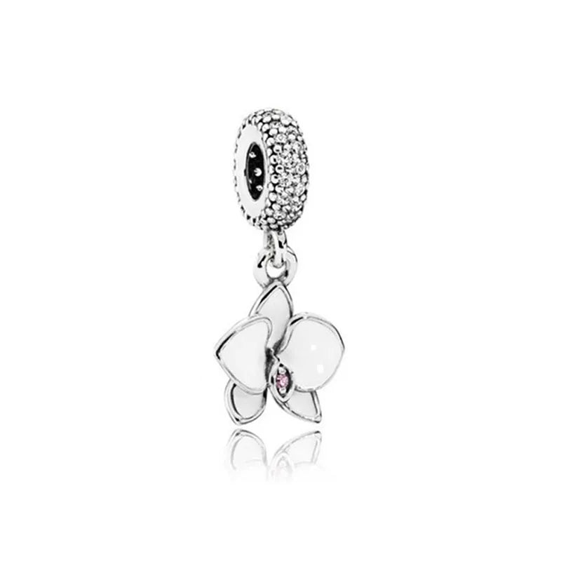 Heiß begehrtes 925er Silber Rosa Serie Blume Hundepfote herzförmiger Anhänger, passend für originale Armband DIY Accessoires, exquisiter Schmuck