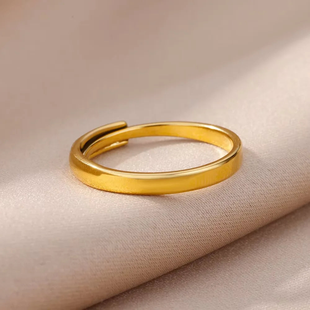 Edelstahl-Blumen-offene Ringe für Frauen Trend Hochzeit Herz Schmuck Goldfarbe Geometrischer hohler Ring Täglicher Accessoires Geschenk