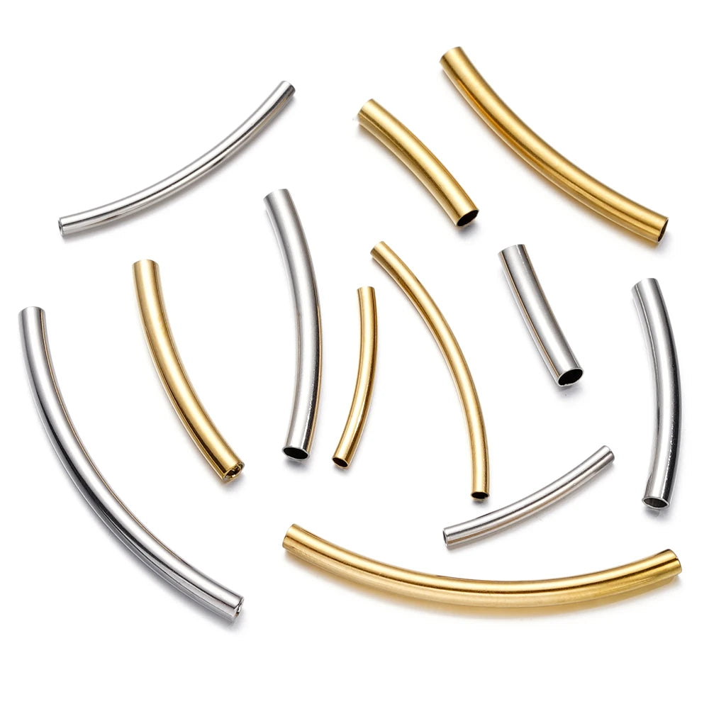10 Stück/Packung Edelstahl gebogene Röhren-Abstandshalter Perlen Verbinder für handgemachte DIY Schmuckherstellung Armband Halskette Zubehör