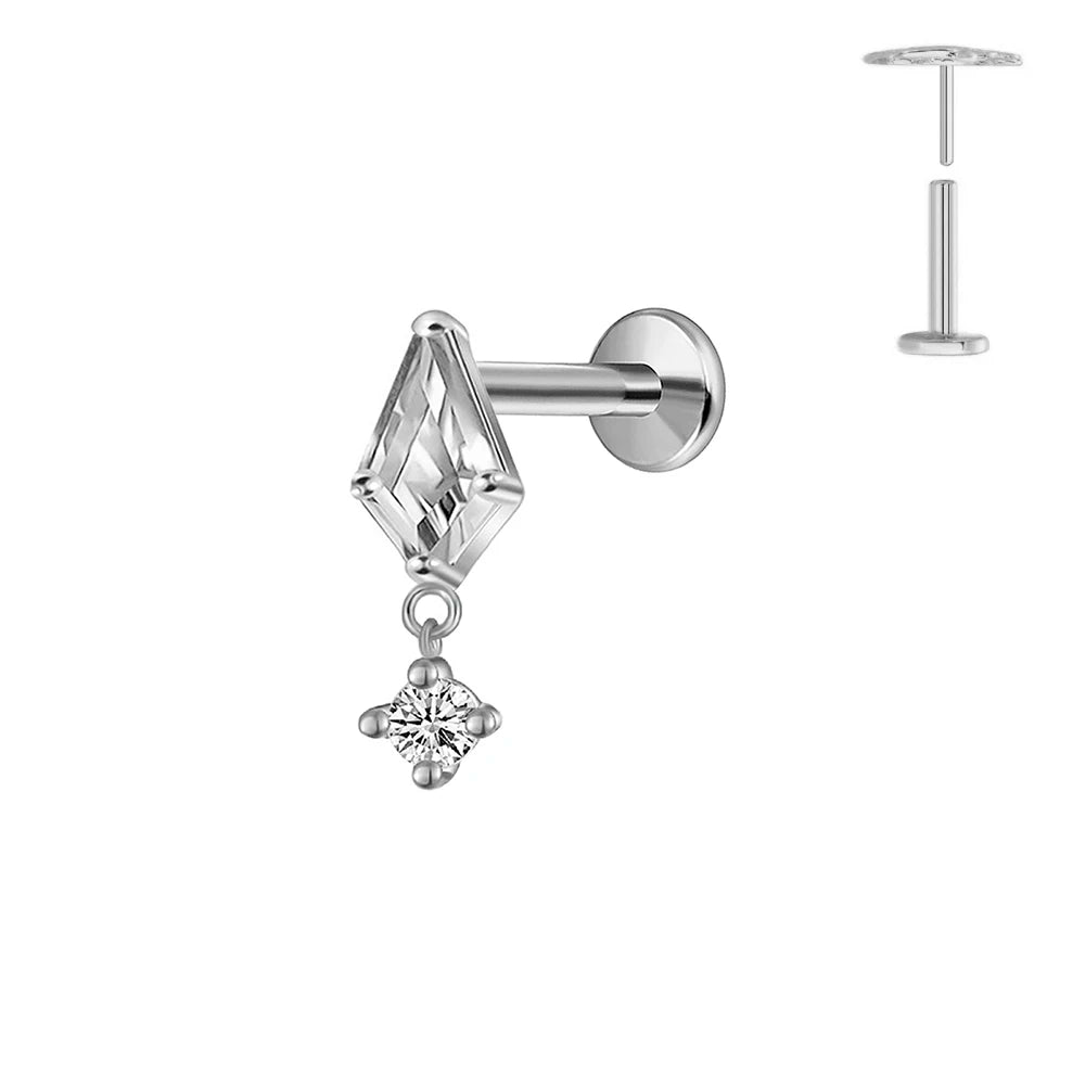 ASTM F136 G23 Titan Horse Eye Zirkon Krone Quaste Piercing Flacher Ohrring Knorpelkette Push-In Labret Stecker
