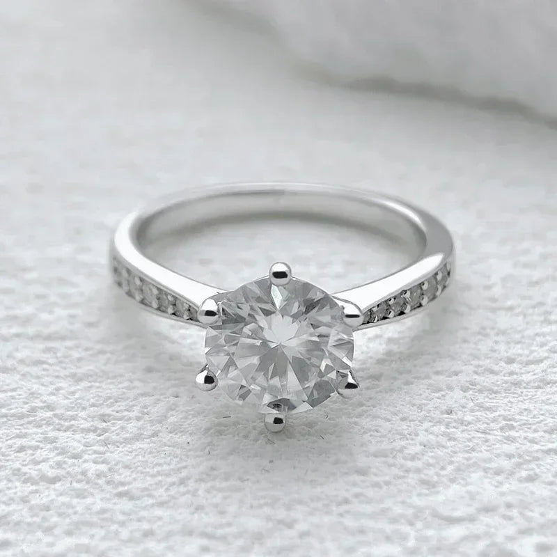 NeeTim 0.5-2ct Moissanit Ehering für Damen Sterling Silber Runder Brillant Diamant Solitär Verlobungsringe Zertifiziert