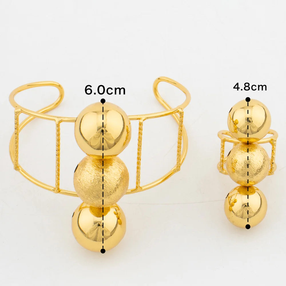Afrikanischer Goldschmuck für Frauen, Perlen-Design, Manschettenarmreif und Ring, Dubai Hochzeiten Brautschmuck-Set, Accessoires, Geschenke