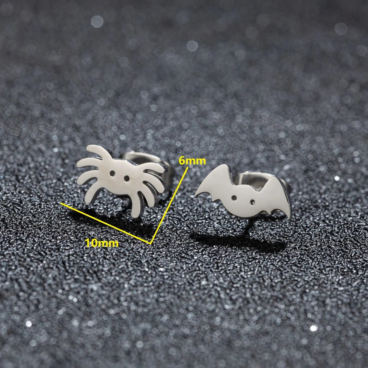 Horror Halloween Bat Spider Trendy Earrings Women 2024 Black Color Stainless Steel Ear Piercing Skull Punk Jewelry Party Gifts