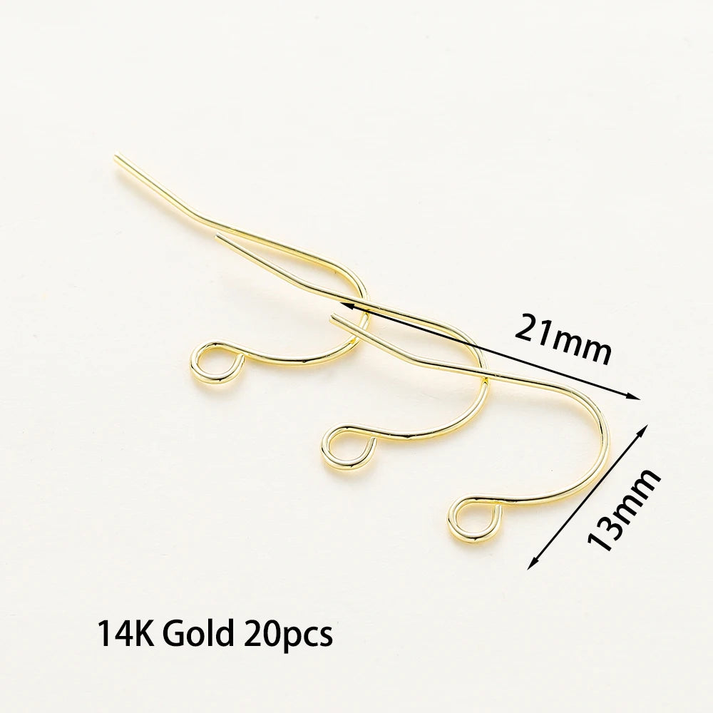 20 unidades/lote 6 estilos 14K 18K Alambres chapados en oro para pendientes con gancho para la oreja Suministros de cierres para pendientes para la fabricación de joyas DIY