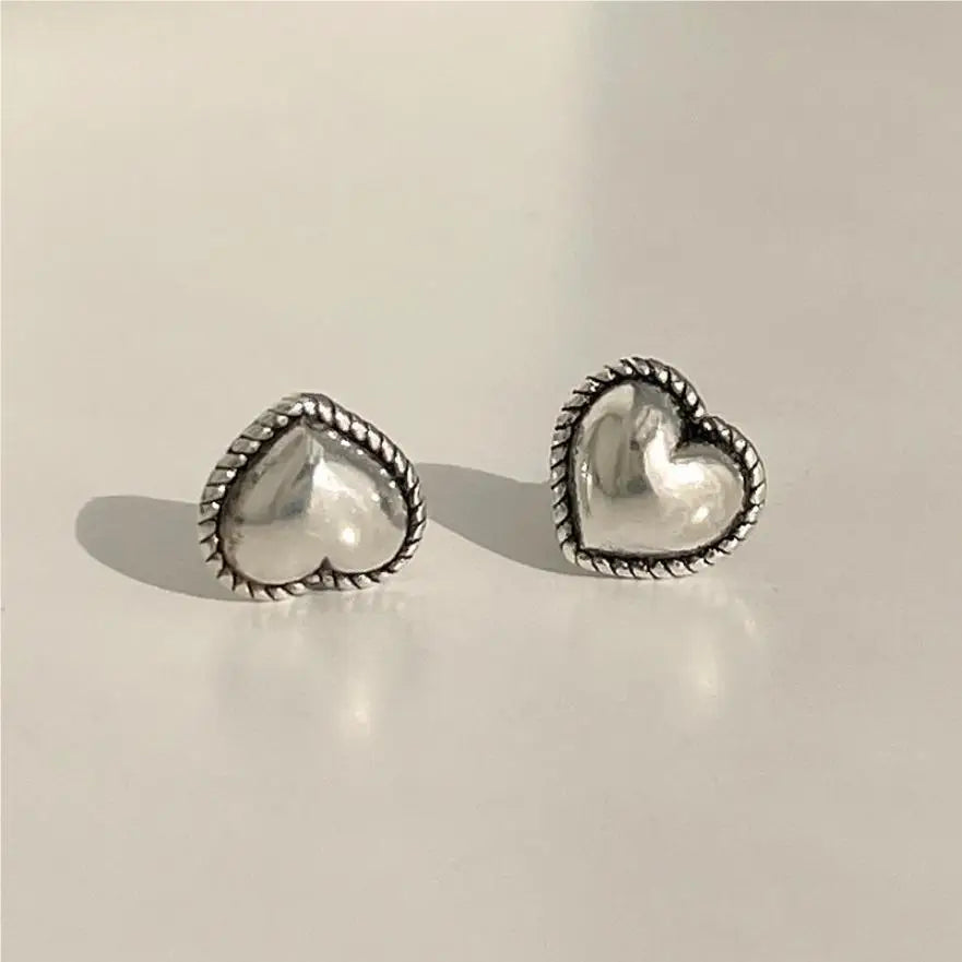 925 Sterling Silber Herz Kleine Ohrstecker für Frauen Hochzeit Luxus Schmuck Accessoires Großhandel 2024 Trend Schmuck