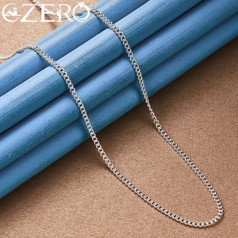 ALIZERO 40-70cm Plata de Ley 925 2mm Cadena Lateral Collar Para Mujeres Hombres Fiesta de Boda Moda Amuleto Joyería Regalo