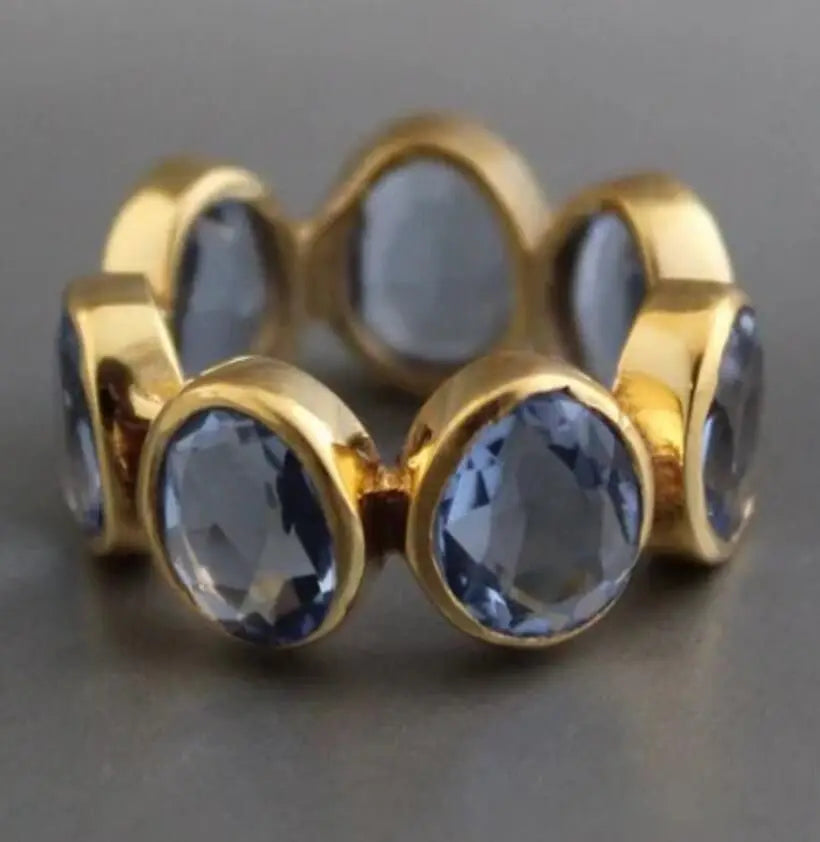 KSRA Mode Minimalistische Kreative Blaue Farbe Runde Zirkonringe Trend für Frauen Party Accessoires Geschenke Custom Schmuck