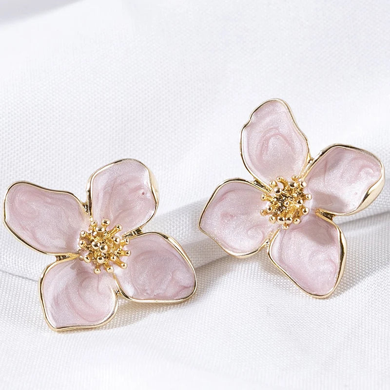 Obega Blumenohrringe Stecker Rosa Weiße Blumen Damenohrringe Ohrstecker Frühling Sommer Neue Trendige Mädchen Süße Schmuckstücke