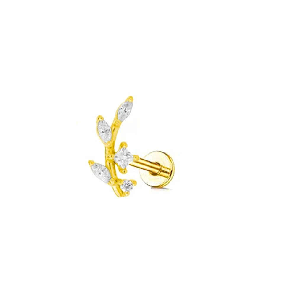 Piercing Labret de Rosca Interna Rayo Corona Abeja Flores Cartílago Pendiente Trago Conch Acero Inoxidable 316L Joyería Corporal