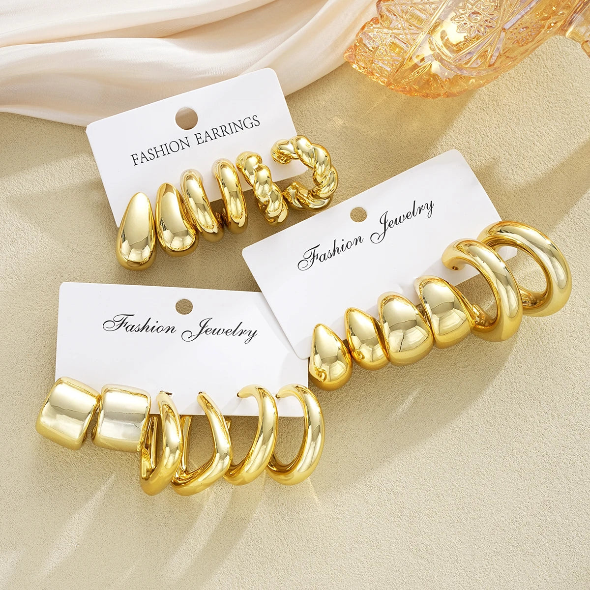 18 Teile/Set Mode Wassertropfen Ohrringe Für Frauen Vintage Übertreibende Geometrische Twist Creolen Personalisierte Schmuckgeschenke Neu